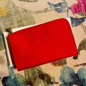 New red Christian Dior makeup pouch / bag